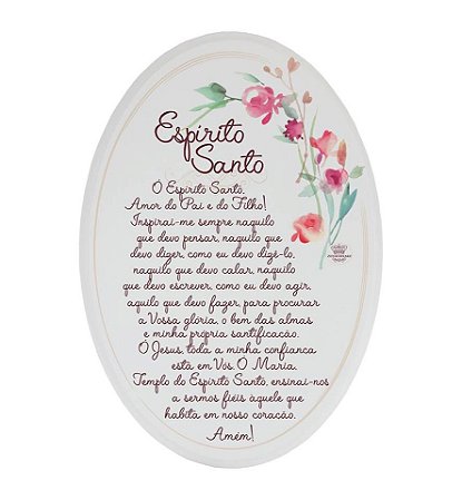 Placa Oval floral- Espiríto Santo