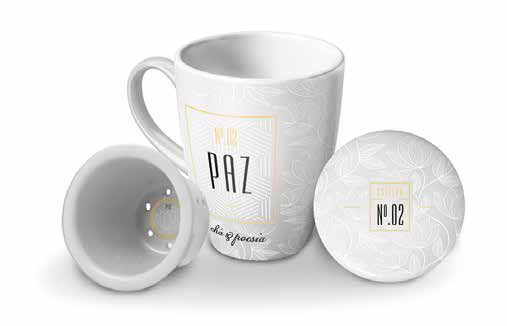 Caneca com Infusor Porcelana - Paz