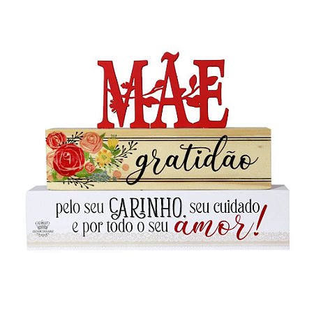 Enfeite de Mesa triplo - Mãe GRATIDÃO