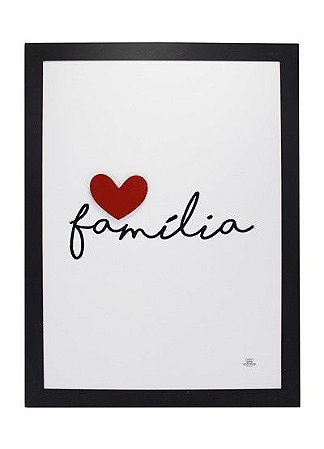 Quadro com aplique coração - Família