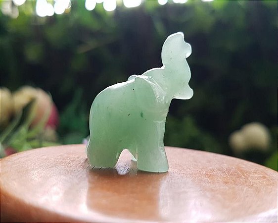 Mini Elefante de Pedra 10g - Quartzo Verde