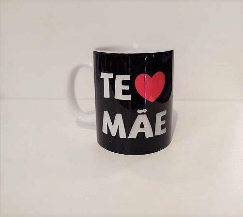 Caneca Cerâmica - Te amo Mãe preta