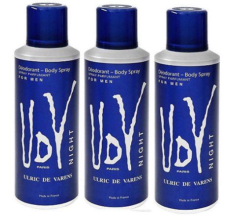 Kit 3 Unidades Ulrich De Varens Body Spray Udv Night 200ml