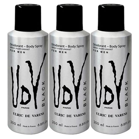 Kit 3 Unidades Ulrich De Varens Body Spray Udv Black 200ml