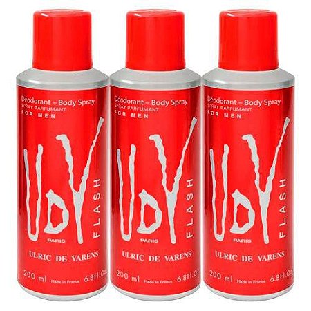 Kit 3 Unidades Ulrich De Varens Body Spray Udv Flash 200ml