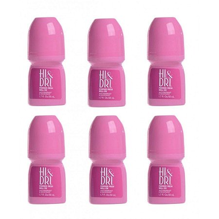 Kit com 6 Unidades Desodorante Hi & Dri Roll-On Powder Fresh 50ml
