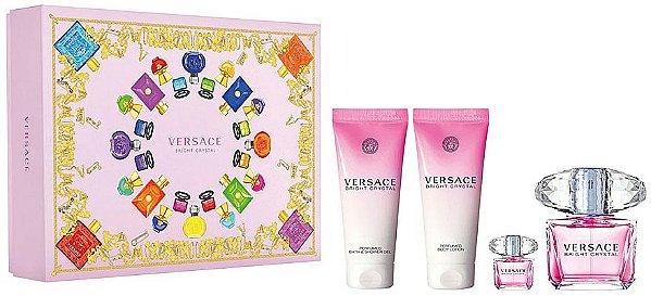 Kit Versace Bright Crystal Eau de Toilette 90ml + Body Lotion 100ml + Miniatura 5ml + Gel de Banho 100ml - Feminino