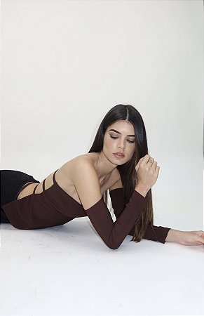 BLUSA TOMARA QUE CAIA MARROM