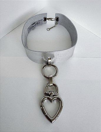 CHOCKER COURO SILVER HEART