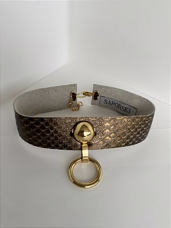CHOCKER COURO COBRE ESFERA