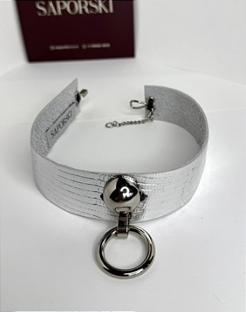 CHOCKER COURO SILVER ESFERA