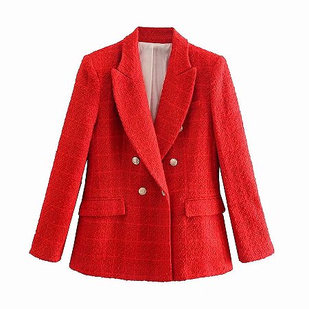 Blazer de tweed vermelho