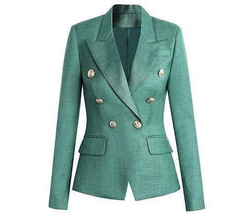 Blazer Dupla abotoadura de linho verde