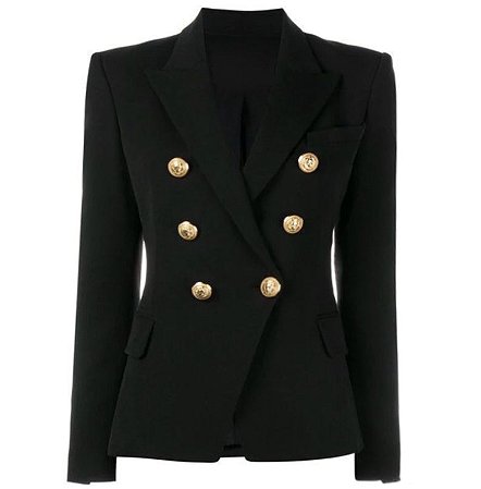 Blazer Texturizado Dupla Abotoadura Preto