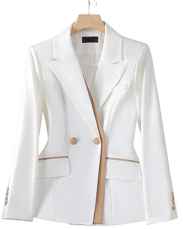 Blazer Alfaiataria Branco com detalhes em marrom