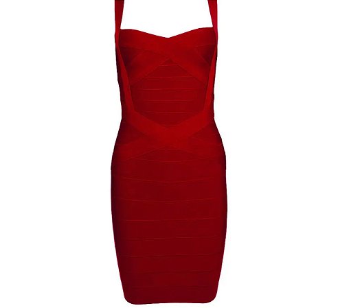 Vestido Bandagem Curto Vermelho Cherry