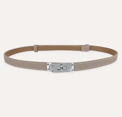 Cinto Birkin Nude ferragem Prateada
