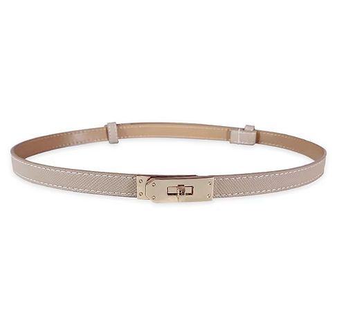 Cinto Birkin Nude ferragem dourado