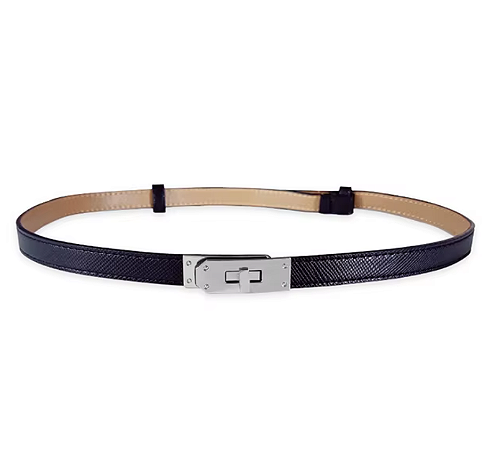 Cinto Birkin Preto ferragem Prateada
