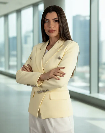 Blazer Texturizado Dupla Abotoadura Amarelo manteiga