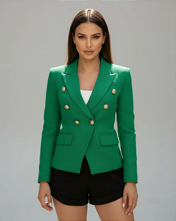 Blazer texturizado dupla abotoadura Verde
