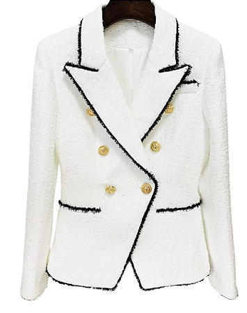 Blazer dupla abotoadura de tweed branco