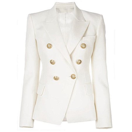 Blazer Texturizado Dupla Abotoadura Branco