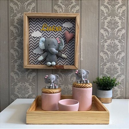 Composição quadro elefante mais kit de higiene elefante
