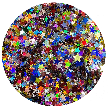 Glitter Estrelas Coloridas Holográfico