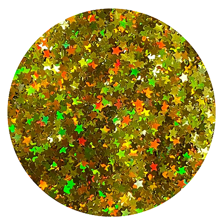 Glitter Estrelas Dourada Holográfico