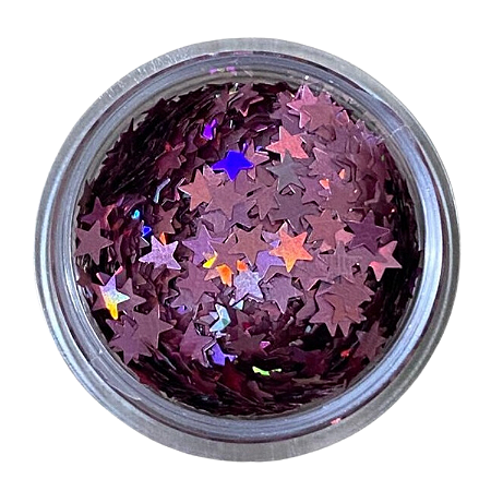 Glitter Estrelas Rosa Holográfico 3g