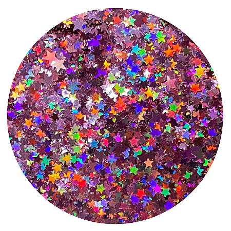 Glitter Estrelas Rosa Holográfico