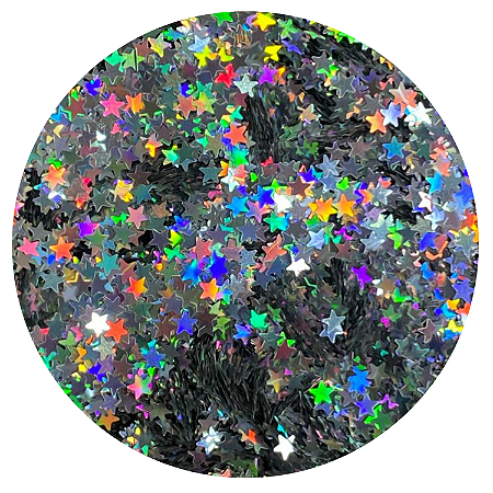 Glitter Estrelas Prata Holográfico