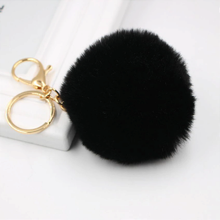 Chaveiro Pompom Pelúcia Preto