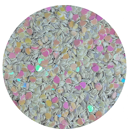 Glitter Coracão Branco Holográfico