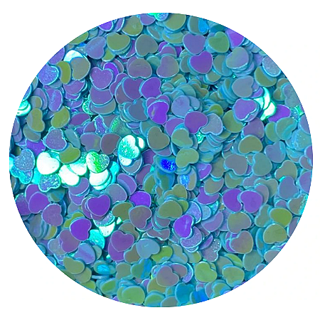 Glitter Coracão Azul Holográfico