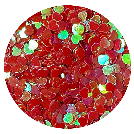 Glitter Coracão Vermelho Holografico