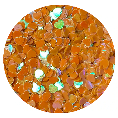 Glitter Coracão Laranja Holográfico