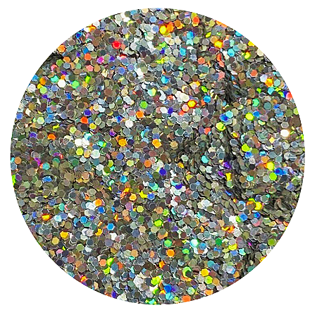 Glitter Flocado Confetes Prata Holográfico