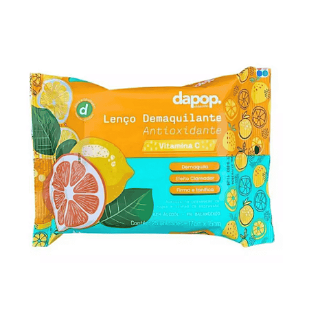 Lenço Demaquilante Antioxidante Vitamina C Dapop