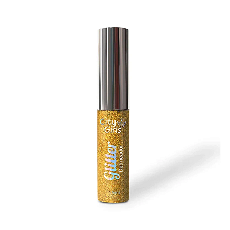 Delineador Líquido City Girls Glitter Colorido Dourado