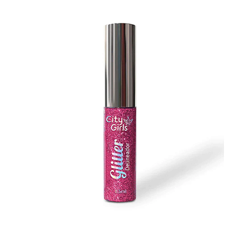 Delineador Líquido City Girls Glitter Colorido Rosa