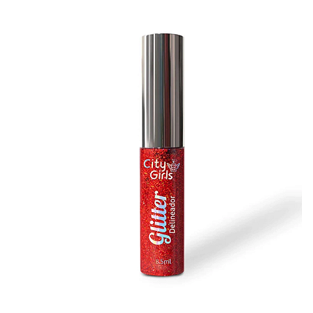 Delineador Líquido City Girls Glitter Colorido Vermelho