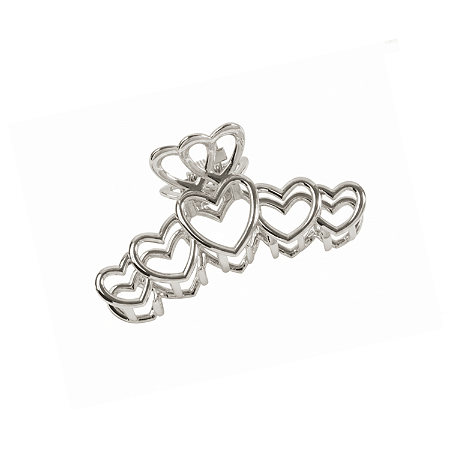Presilha de Metal Prata Corações