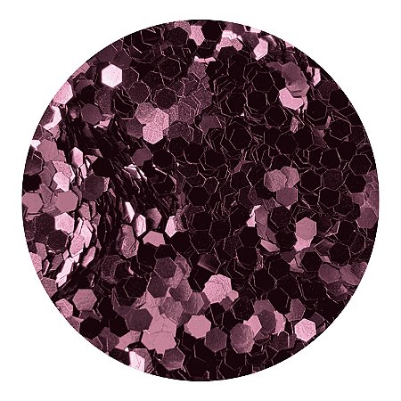 Glitter Hexagonal Rosa Metalizado com Reflexo Prateado
