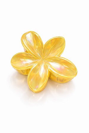 Presilha Piranha Holografica Flor G Amarela