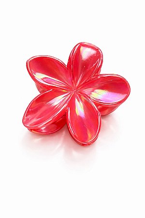 Presilha Piranha Holografica Flor G Vermelha