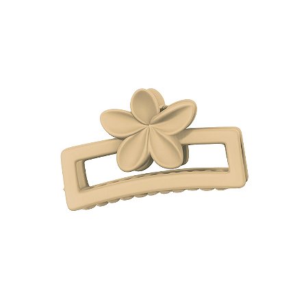 Presilha Piranha Retangular Flor Bege