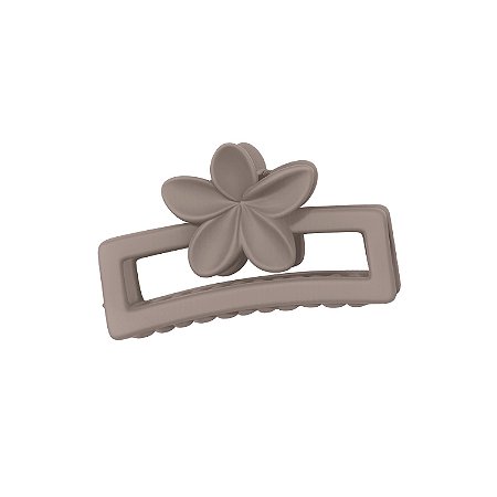 Presilha Piranha Retangular Flor Marrom