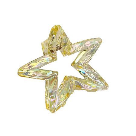 Presilha Piranha Estrela Holografica Amarelo